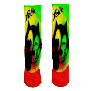 Felix The Cat Graphic Sublimated front and back Adult Crew Socks